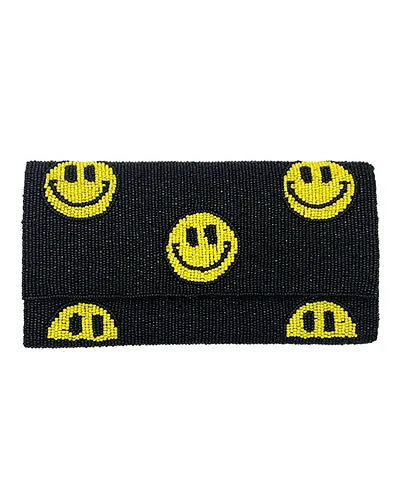 😊 Smile Face Beaded Clutch Bag Black or White