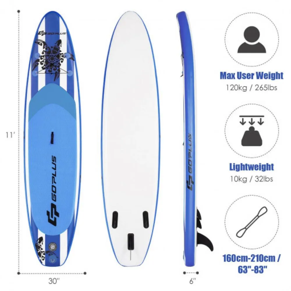 11 Feet Inflatable Adjustable Paddle Board with Carry Bag