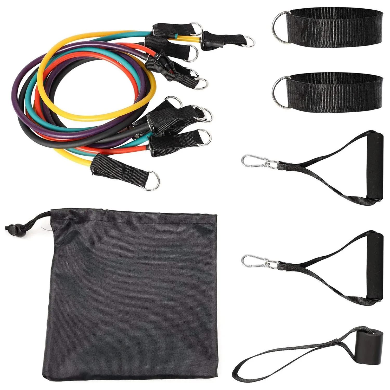 11Pcs Resistance Bands Set, Exercise Workout Bands with Handles, Ankle Straps, Door Anchor