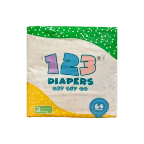 123 DIAPERS MEDIUM 3 4-9KG 64PCS