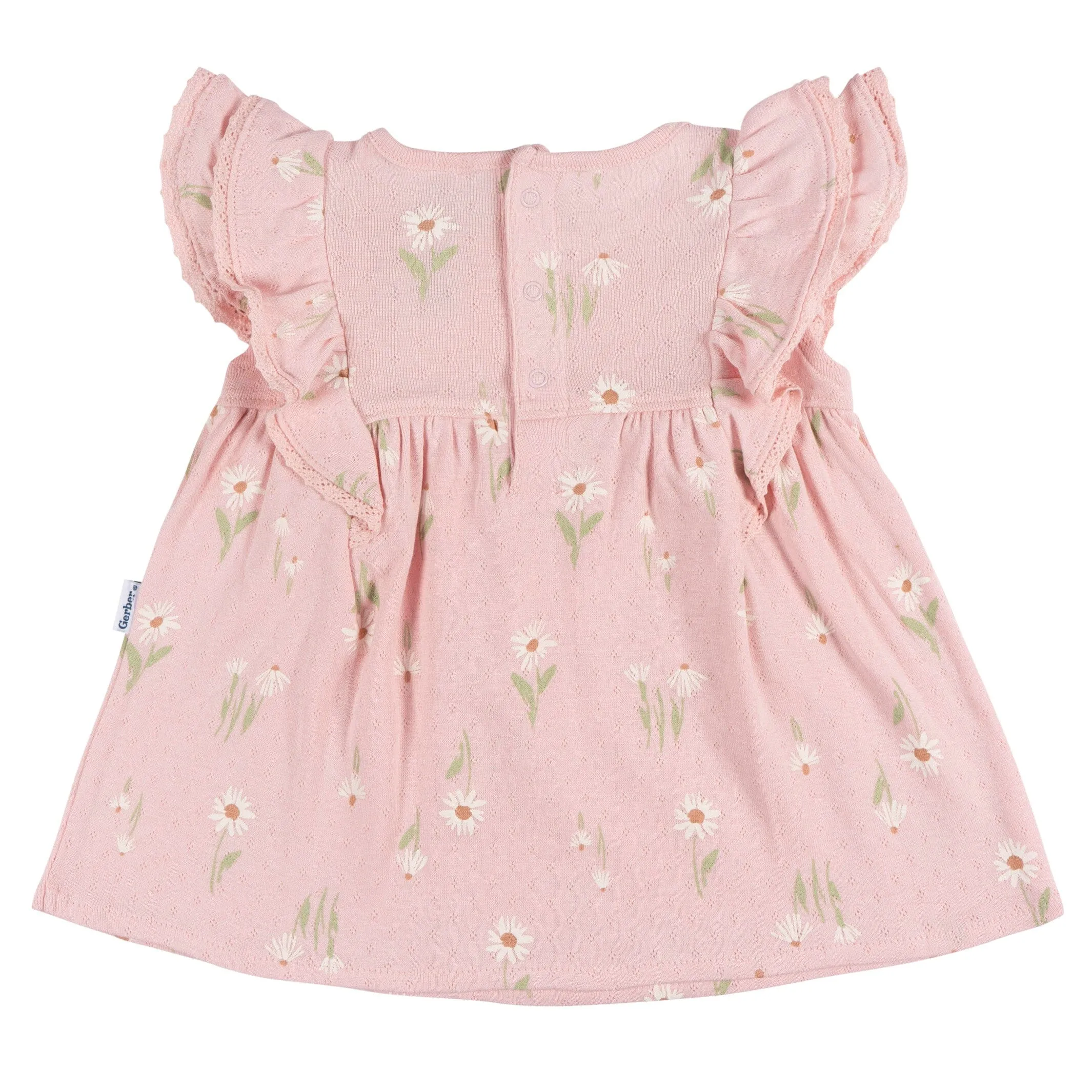 2-Piece Baby Girls Daisies Dress & Diaper Cover Set