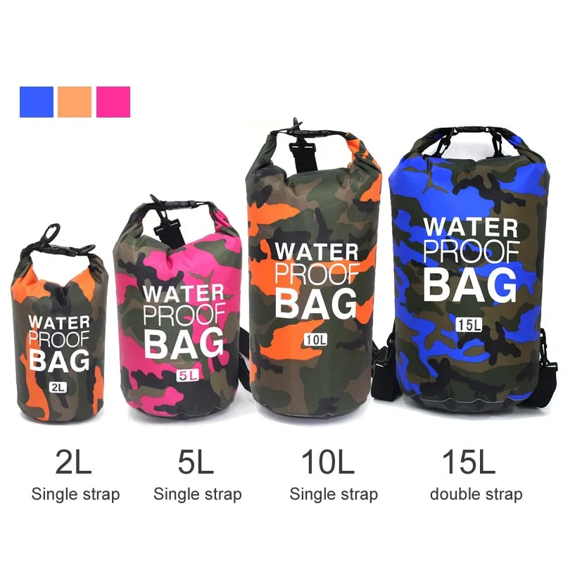 2/5/10/15L Outdoor Camouflage Waterproof Portable Rafting Diving Dry Bag Sack