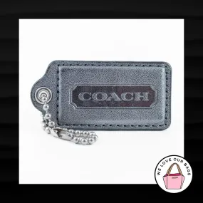 2.5" Large COACH MATTE METALLIC GRAY LEATHER KEY FOB BAG CHARM KEYCHAIN HANG TAG