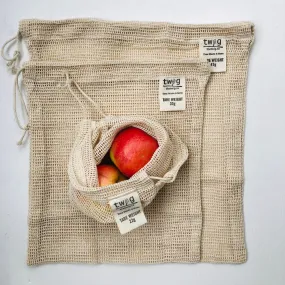 3 Pack Reusable Produce Bag | Plastic-Free Grocery Organic Cotton Bag