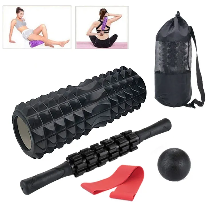 6pcs/set Crescent Hollow Foam Roller Yoga Column Set Fitness Muscle Relaxation Massager Set(33cm Purple)