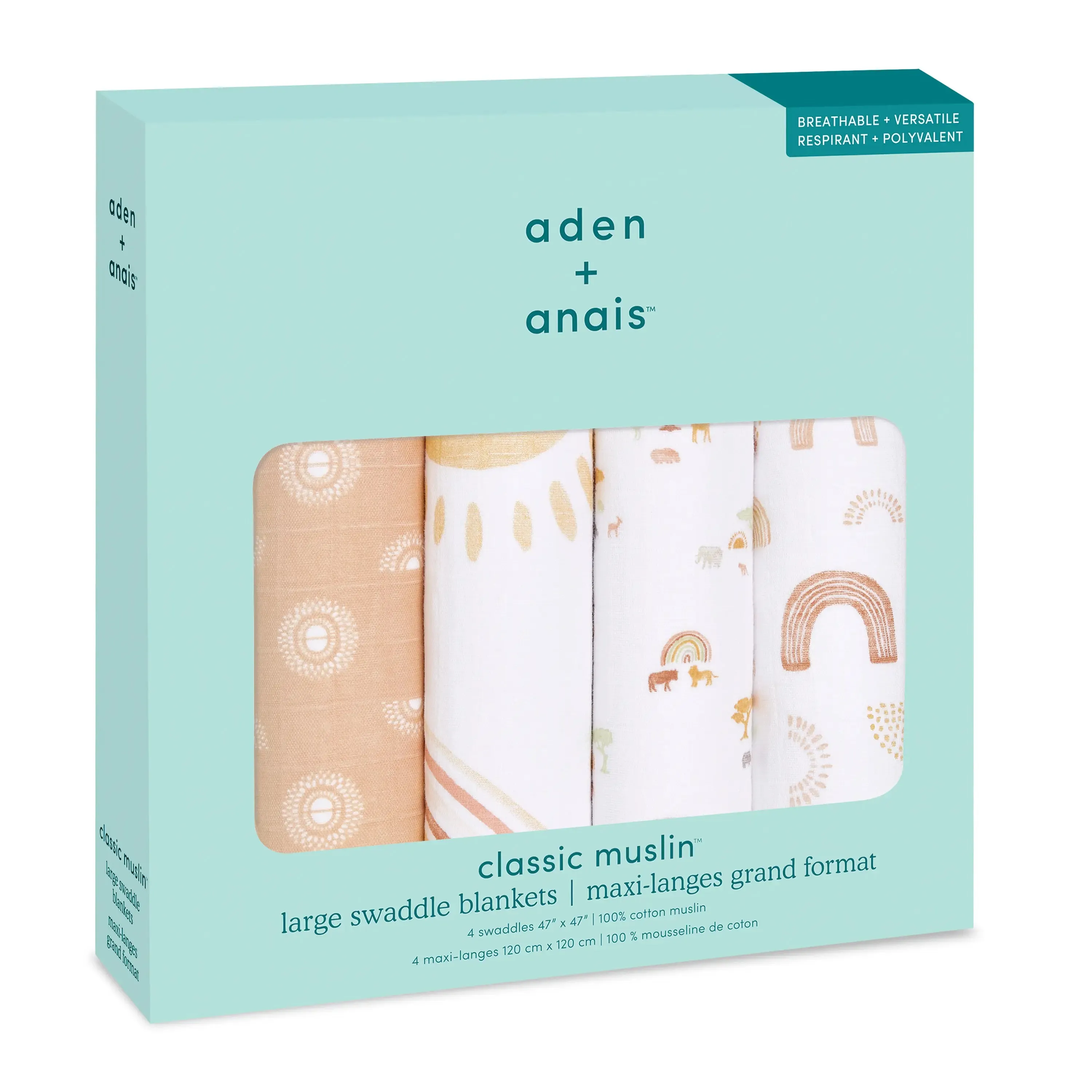 Aden   Anais - Premium Collection - Cotton Muslin Swaddles - 4 Pack