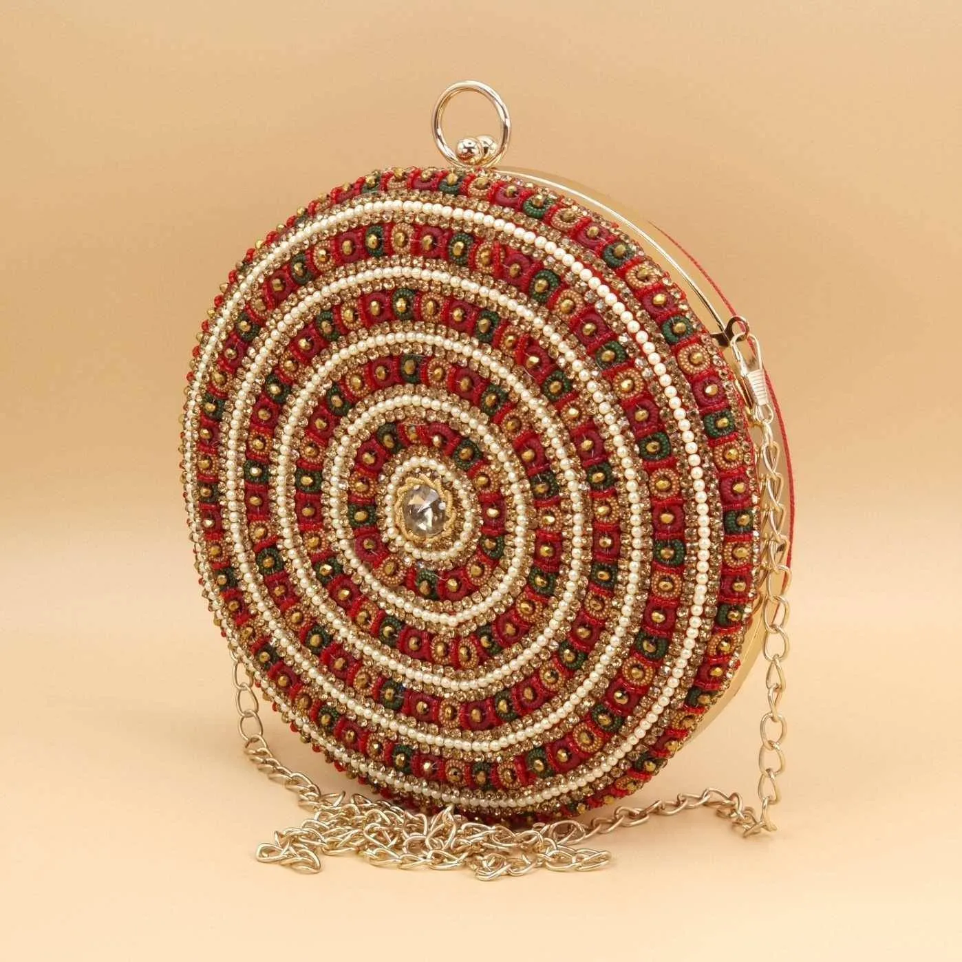 Alaya Round Clutch Deep Red