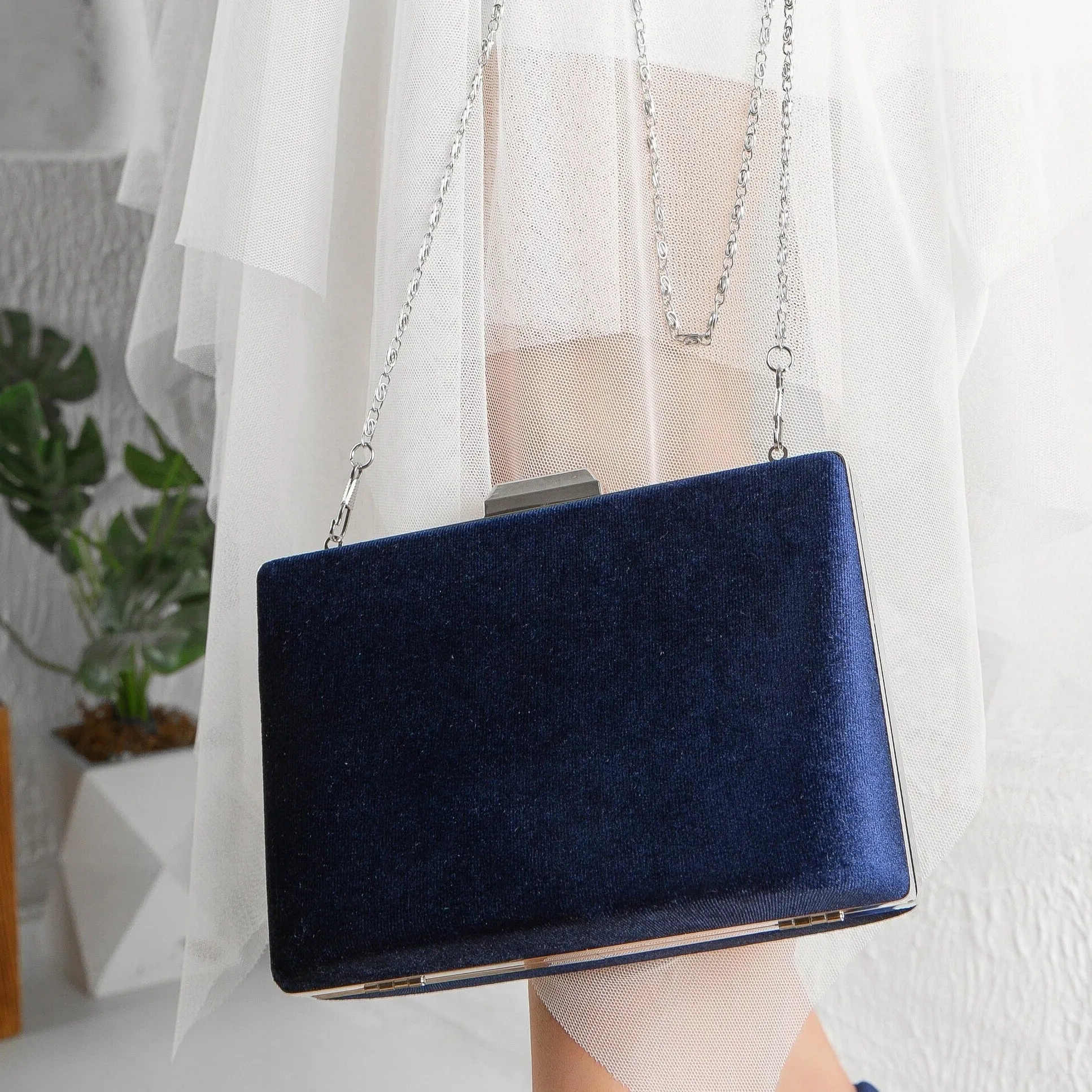 Alba - Blue Velvet Clutch