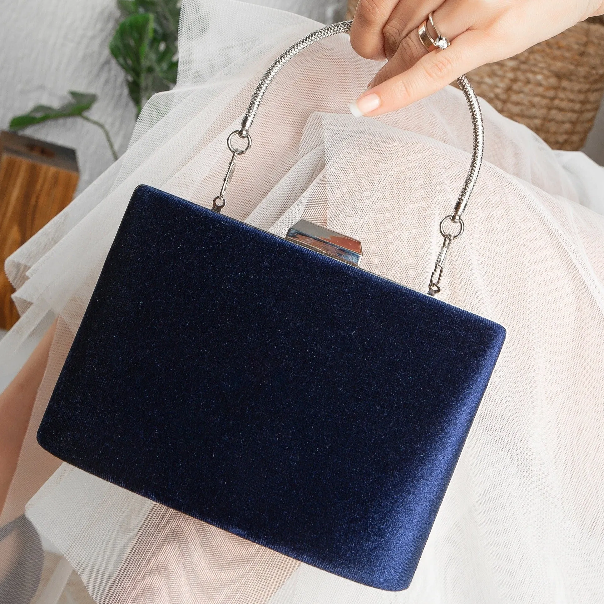 Alba - Blue Velvet Clutch