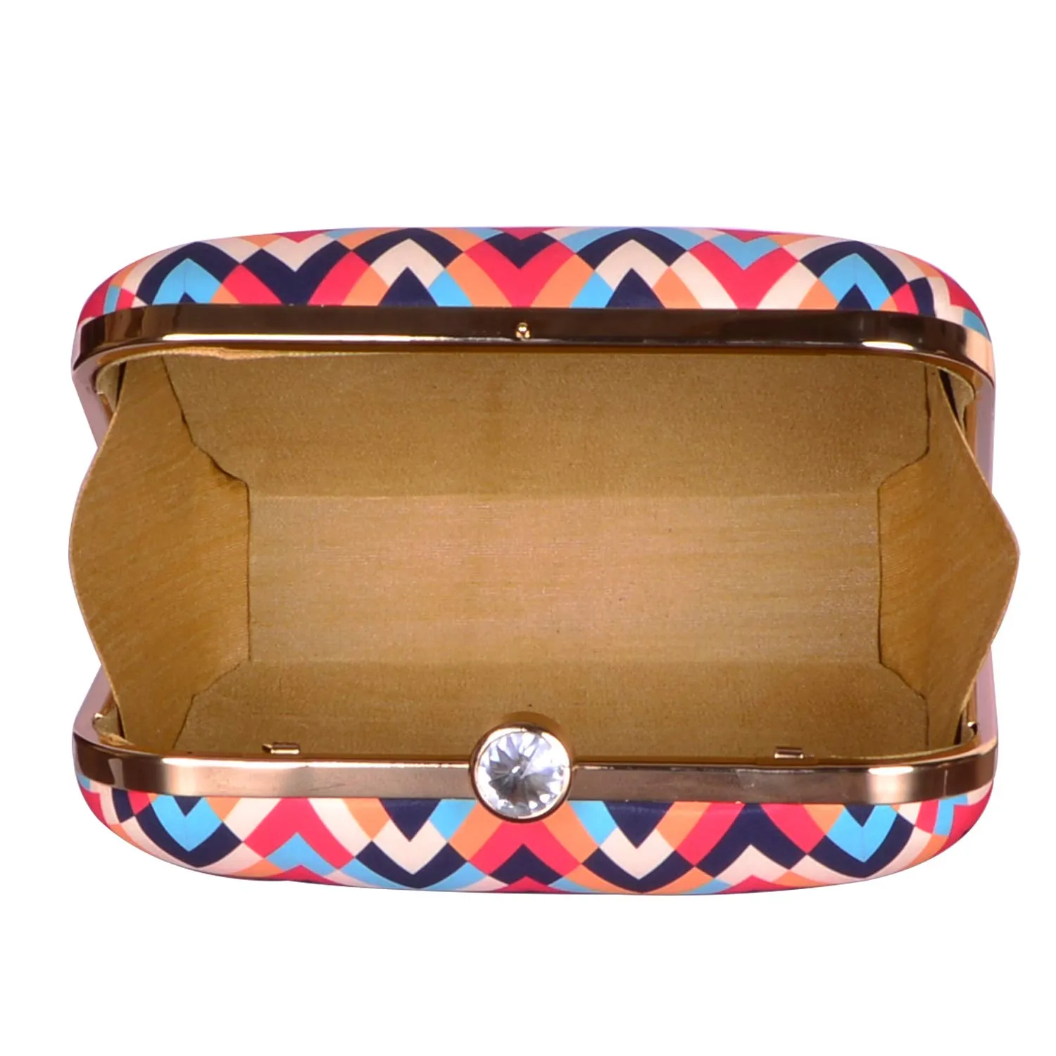 Artklim Women's Colourful Geometric Clutch Bag with Detachable Sling (Multicolor)