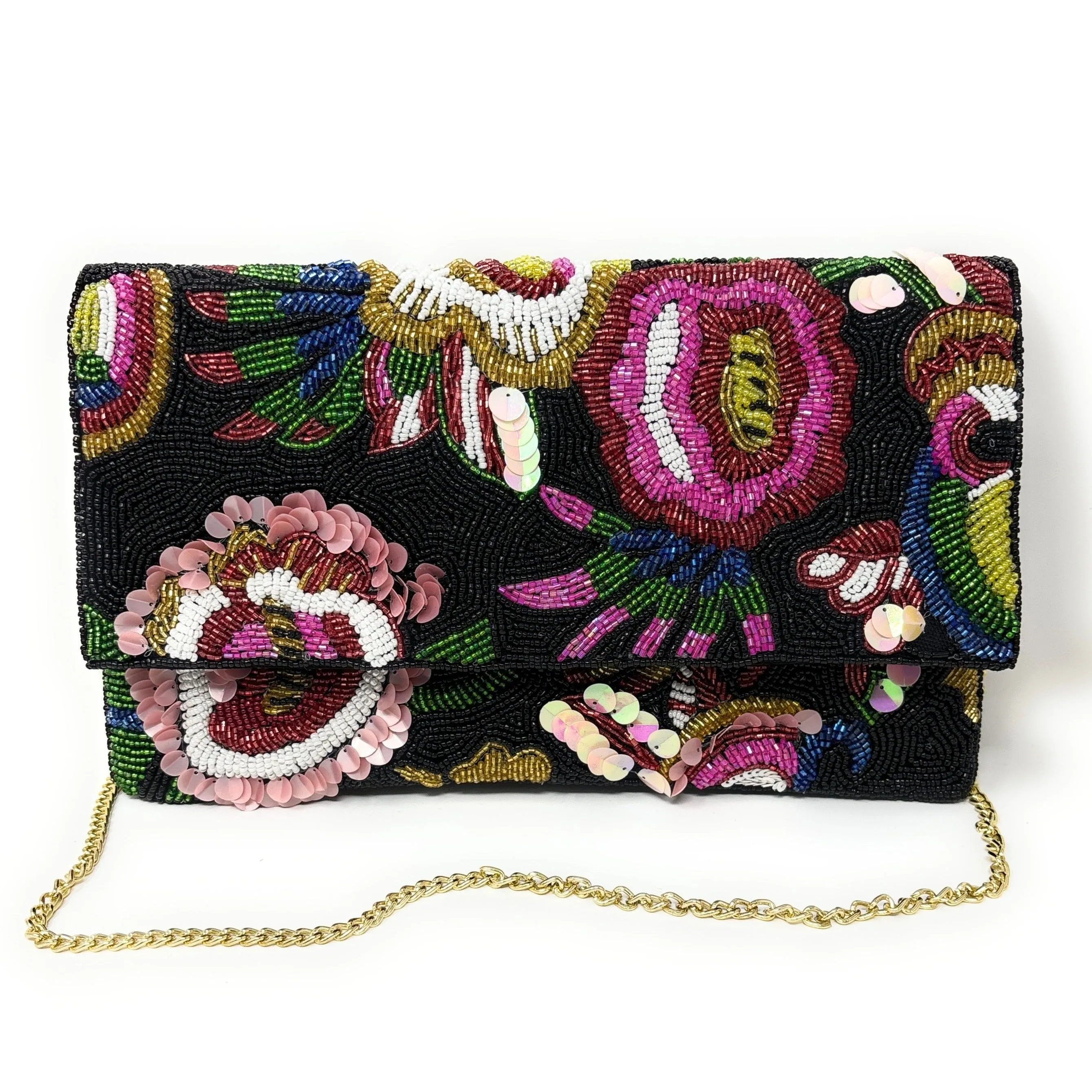 Ava Beaded Floral Clutch Purse