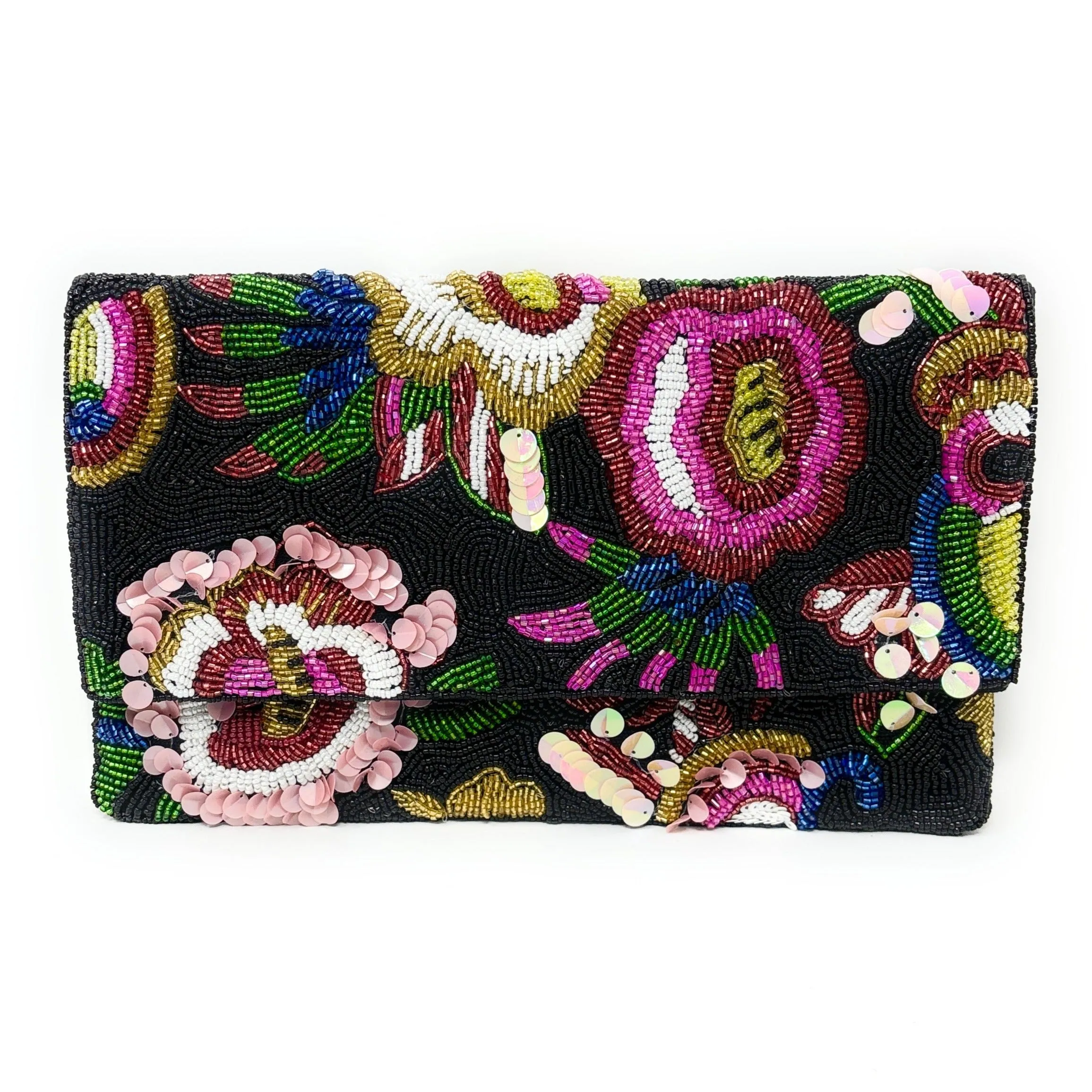 Ava Beaded Floral Clutch Purse