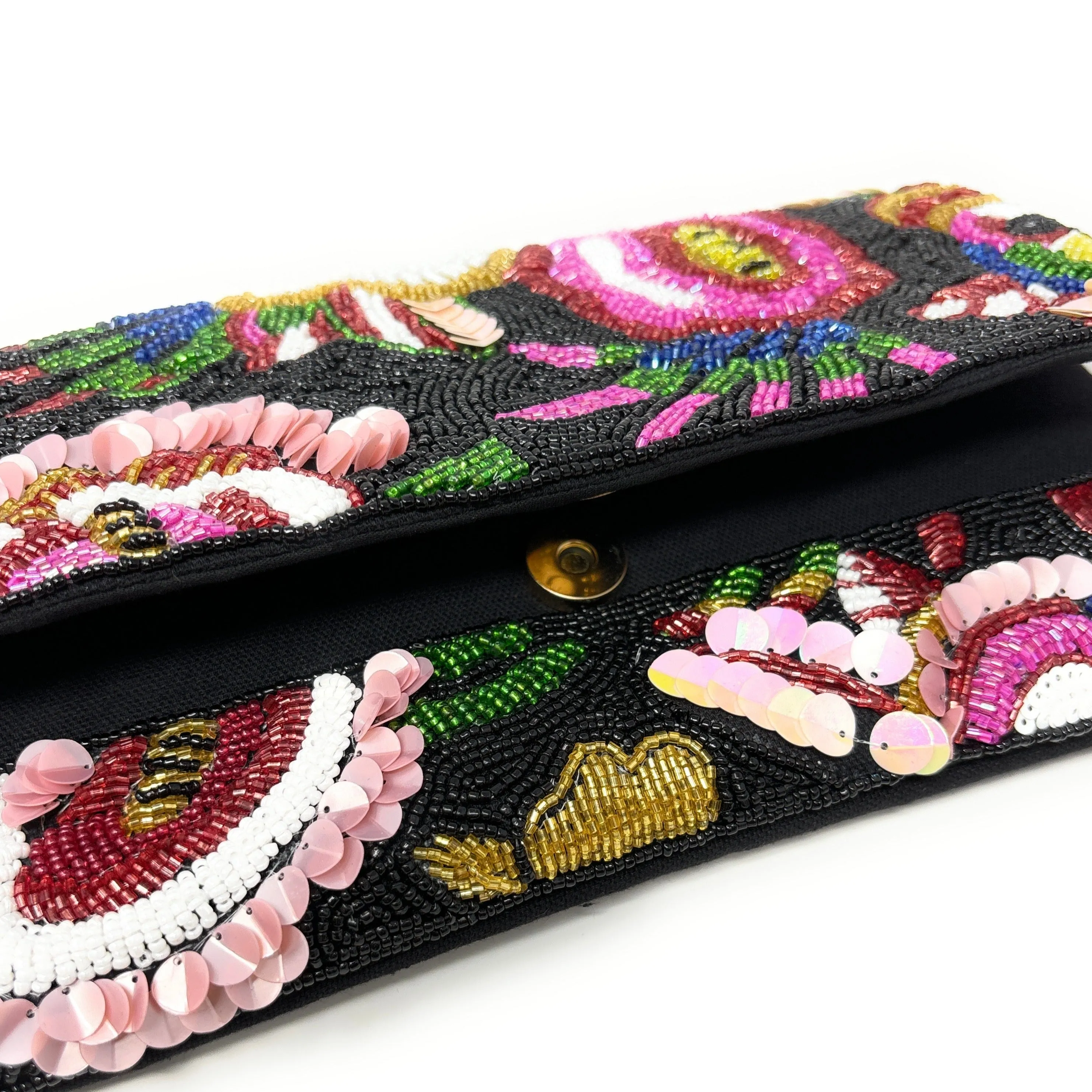 Ava Beaded Floral Clutch Purse