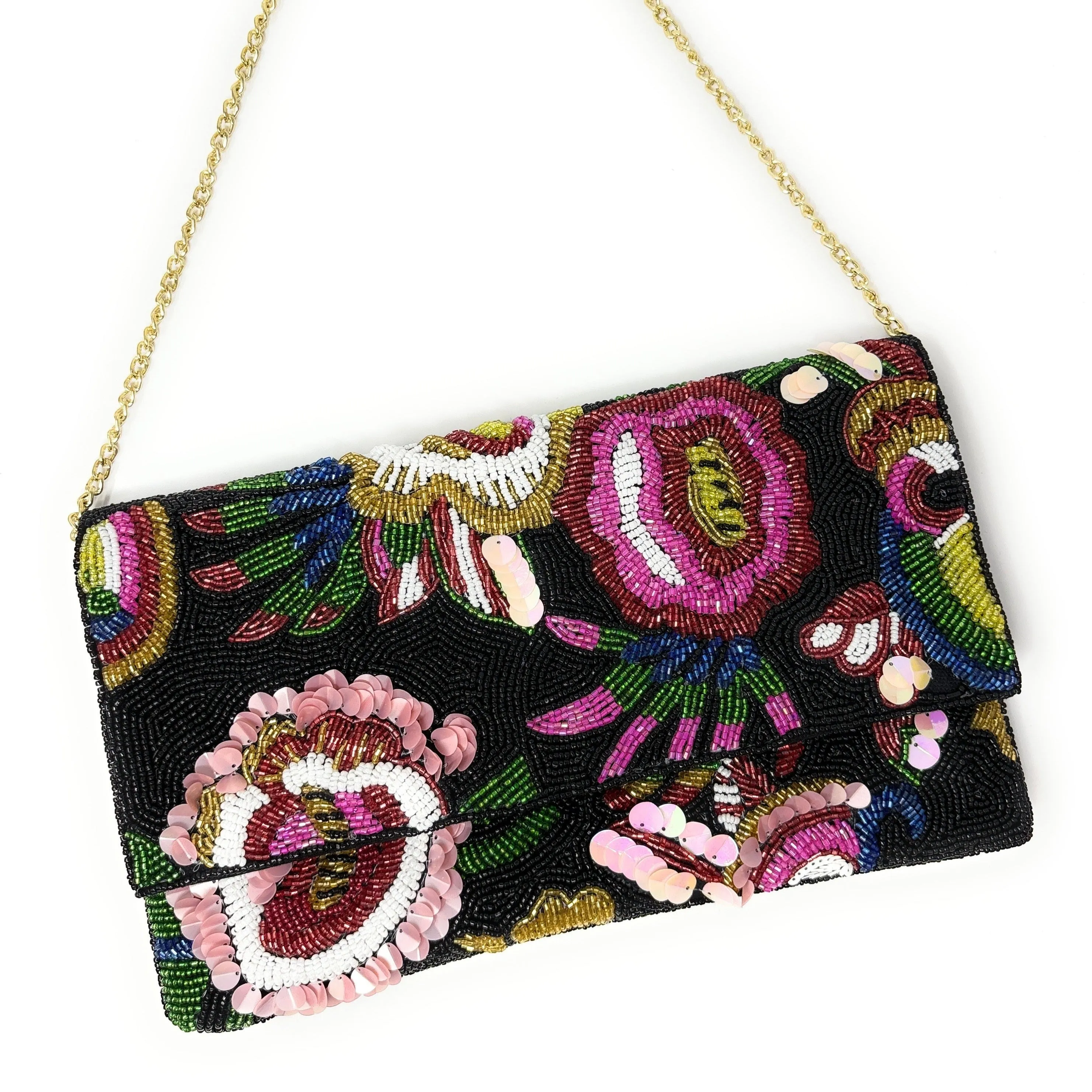 Ava Beaded Floral Clutch Purse