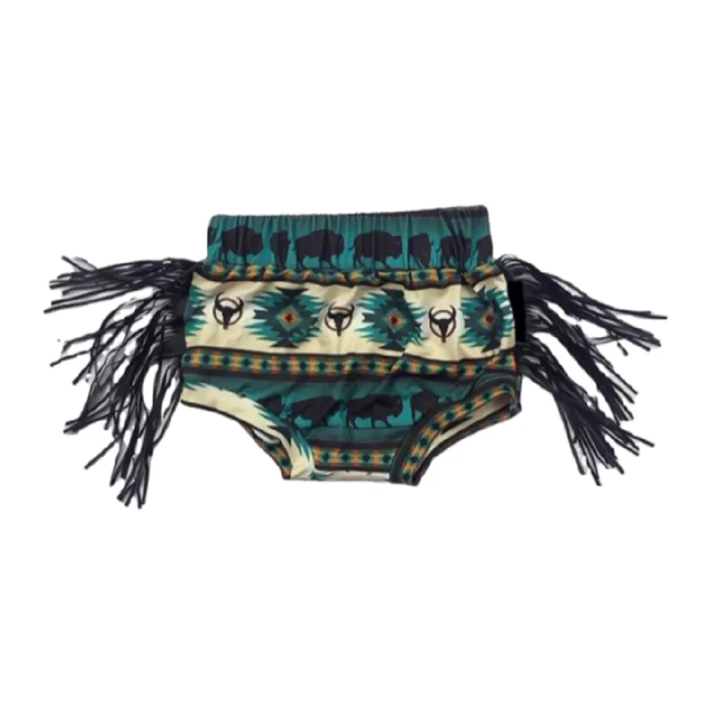 Aztec Baby Shorts Diaper Cover with Fringe