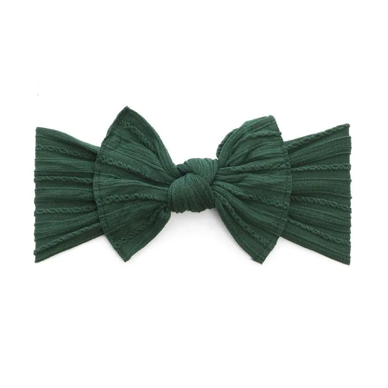 Baby Bling Bows - Cable Knit Knot - Forest Green