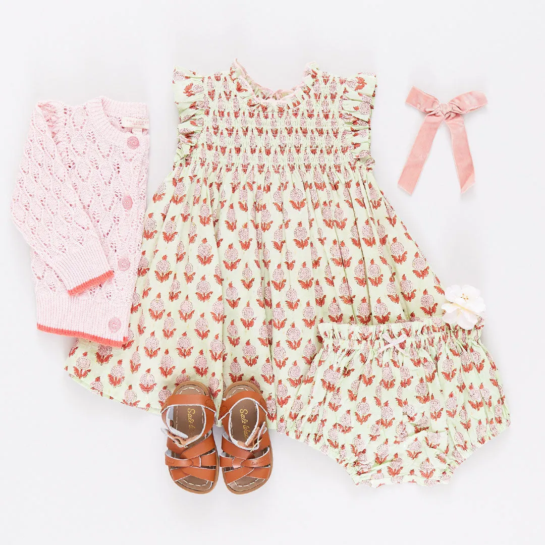 Baby Girls Stevie Dress Set - Green Dahlia