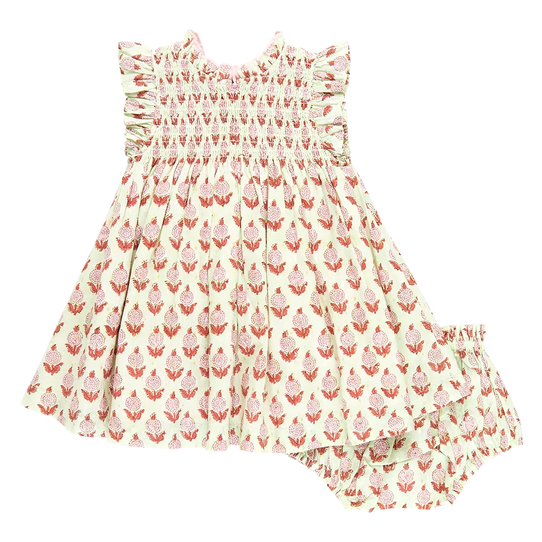 Baby Girls Stevie Dress Set - Green Dahlia