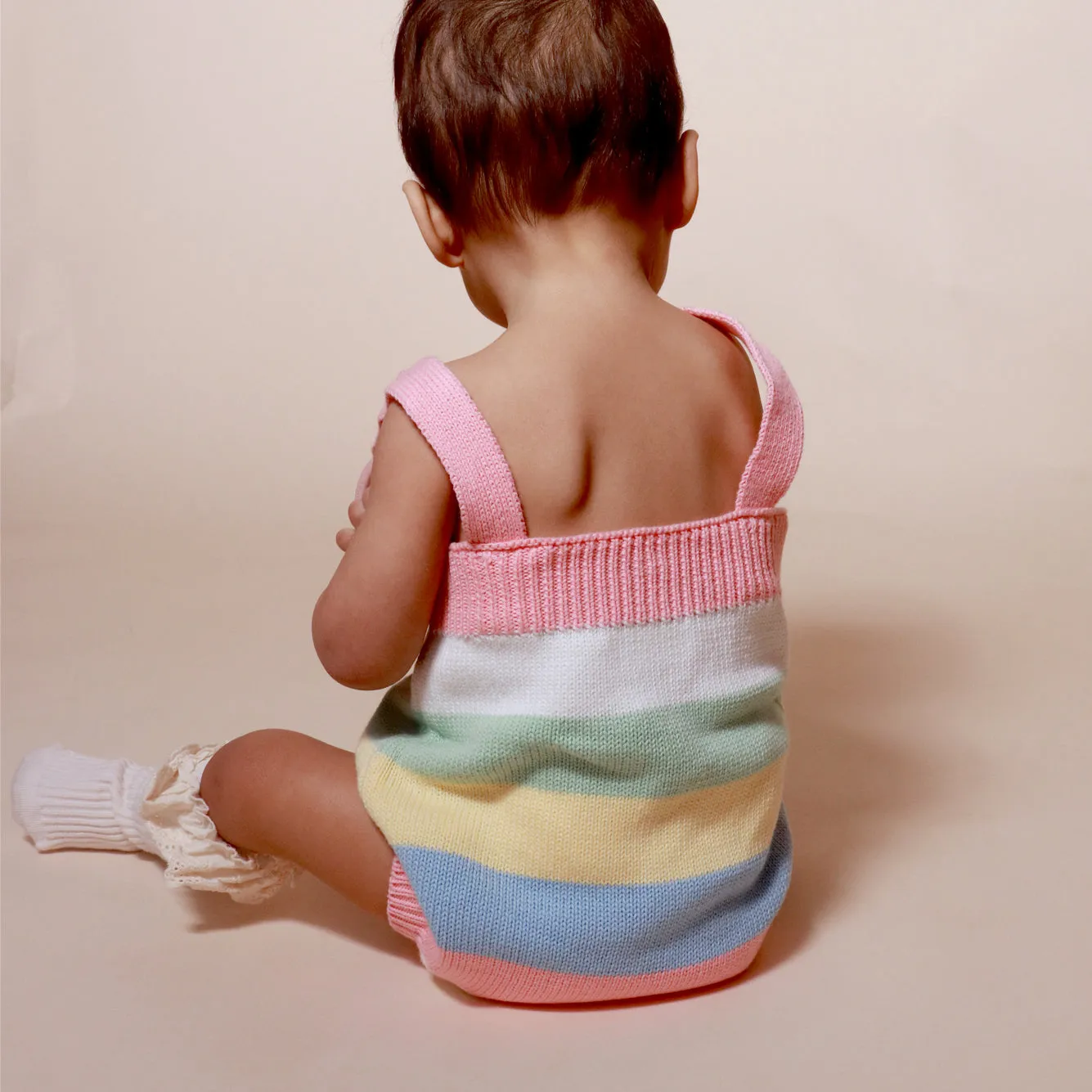 Baby Pastel Knit Striped Romper