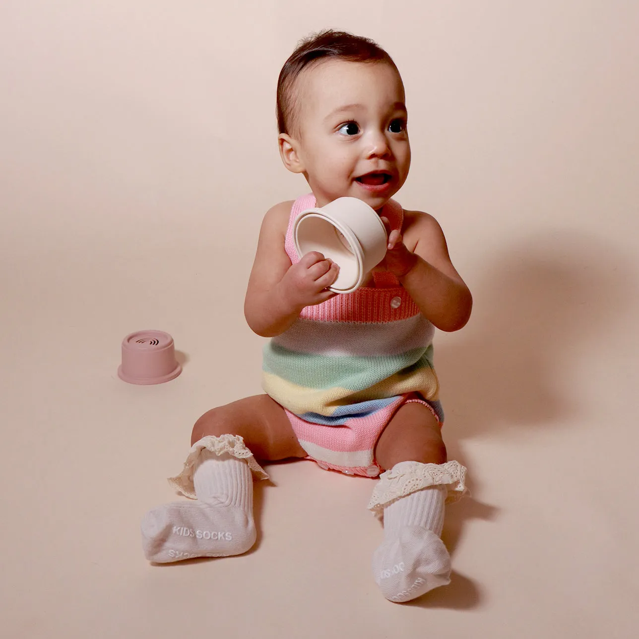 Baby Pastel Knit Striped Romper