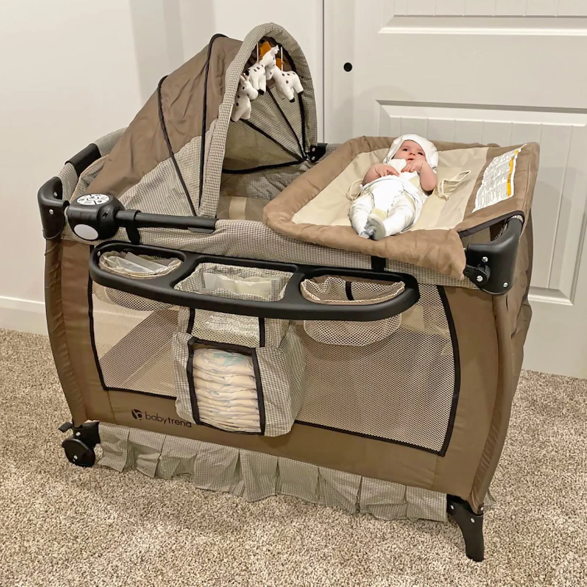 Baby Trend Deluxe Home Nursery Center with Music and Full Bassinet, Havenwood