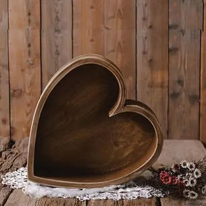 Babymoon Heart Vintage Rustic Bowl Wooden Photobooth Prop Furniture