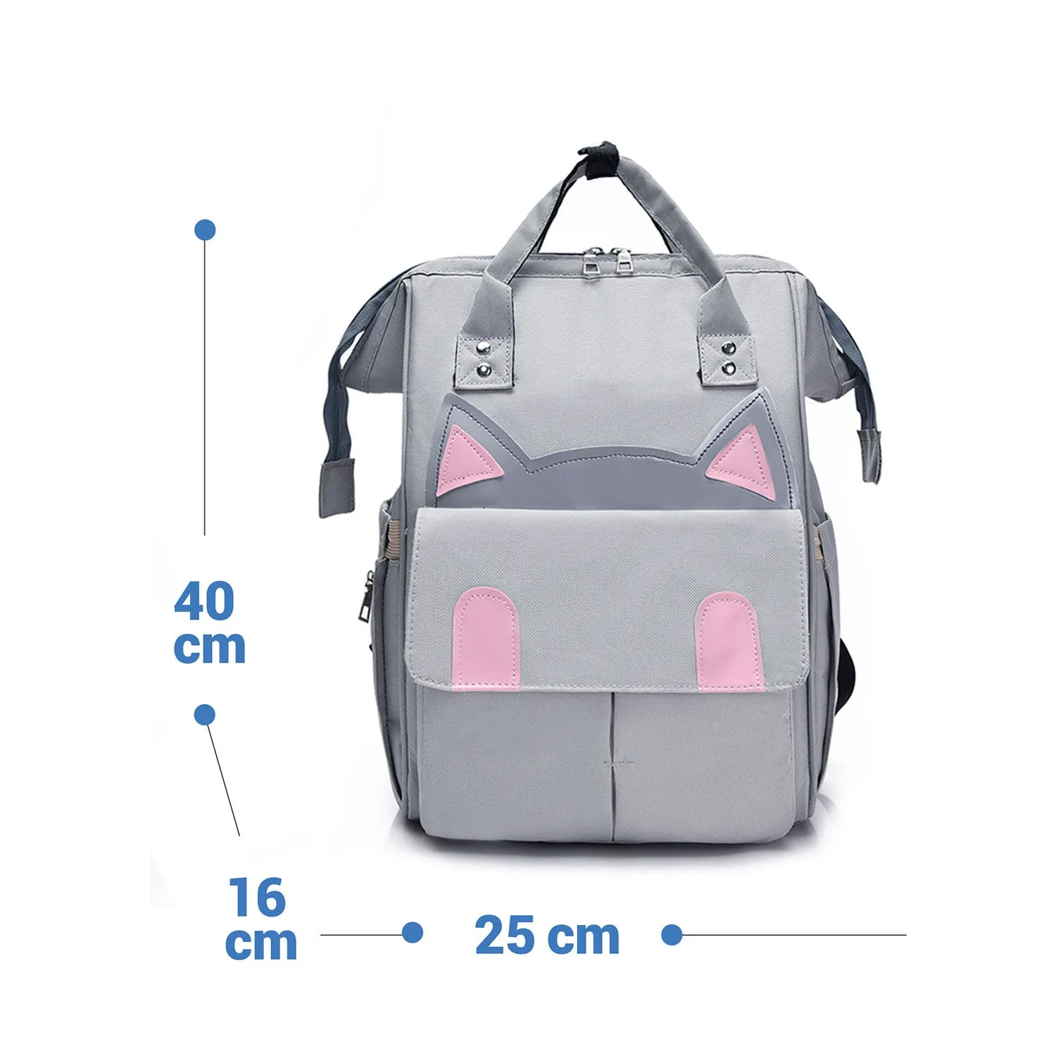 Babymoon Mother Diaper Bag Lightweight Multifunctional Travel Unisex Diaper Backpack | Grey Kitty