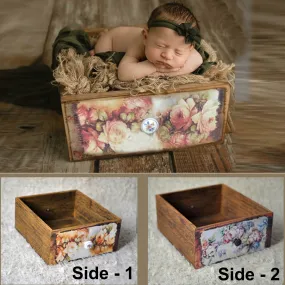 Babymoon Vintage Double Sided Wooden Floral Drawer | Babymoon Photoshoot Props | Furniture Properties