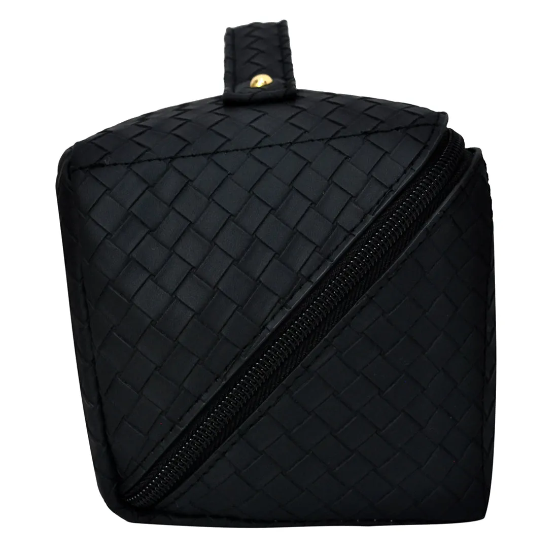 Basket Weave Black NGIL Large Faux Leather Expandable Travel Toiletry