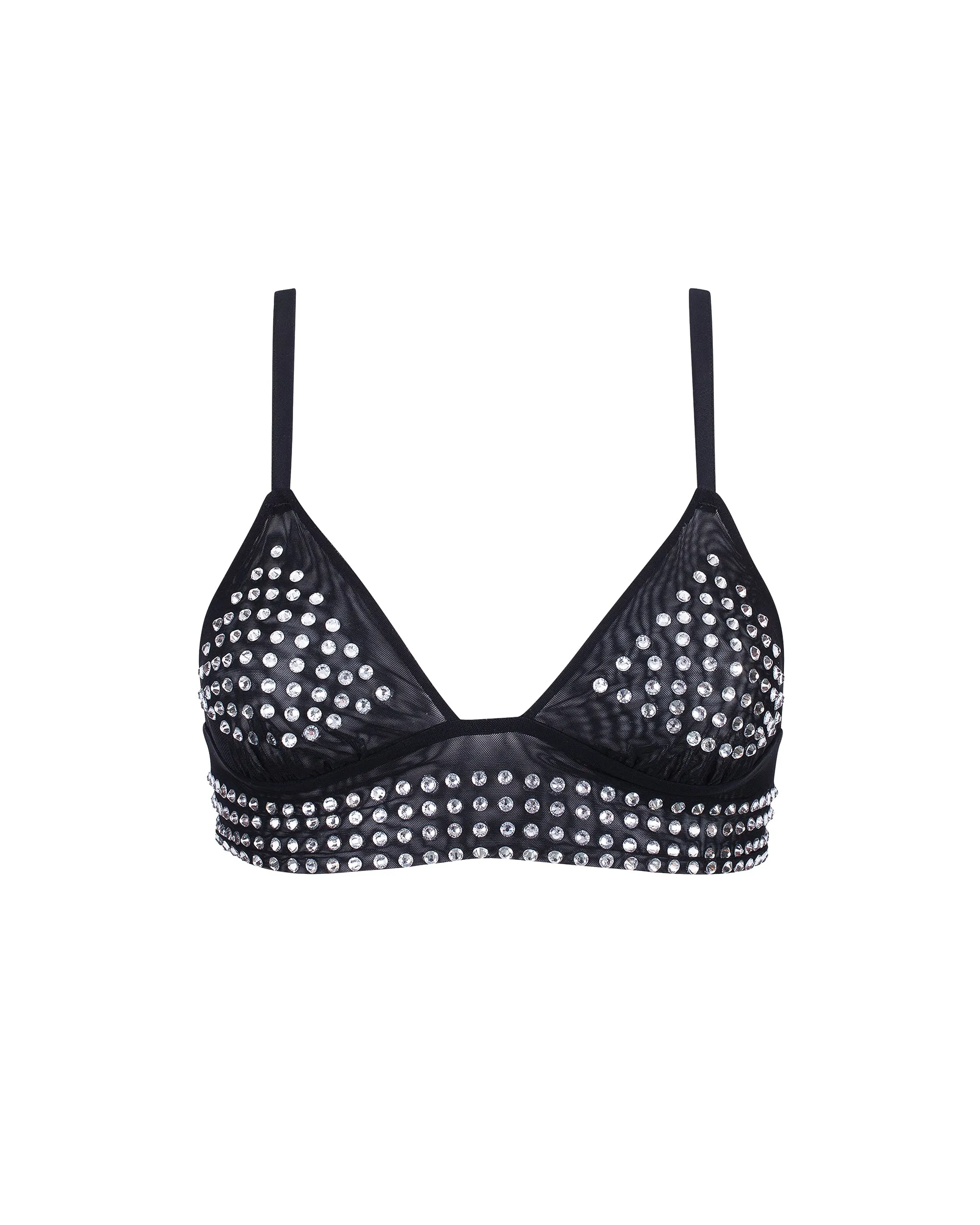 BB x Ashish Silver Diamante Satin and Mesh Soft Bralette