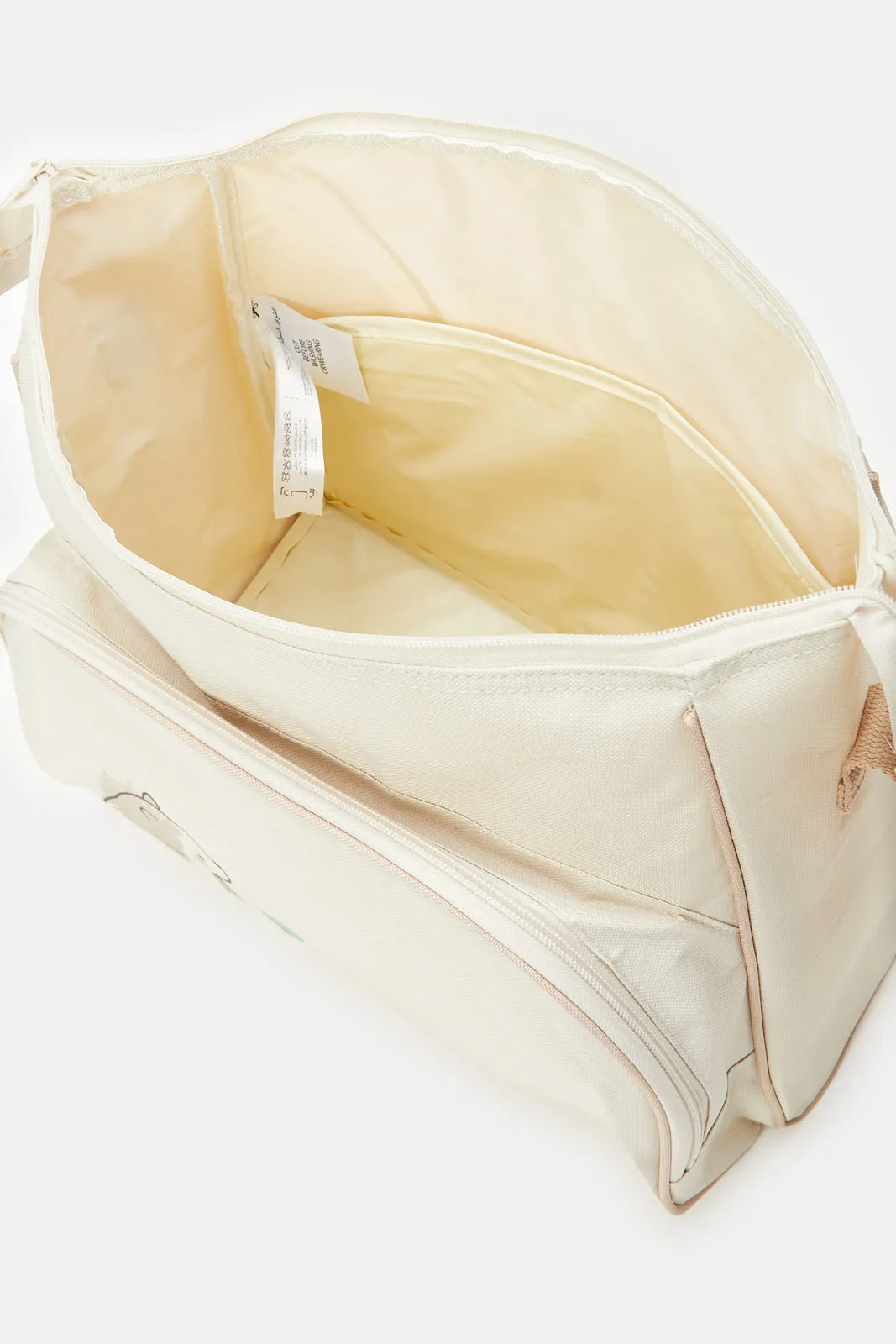 Beige Printed Diaper Bag