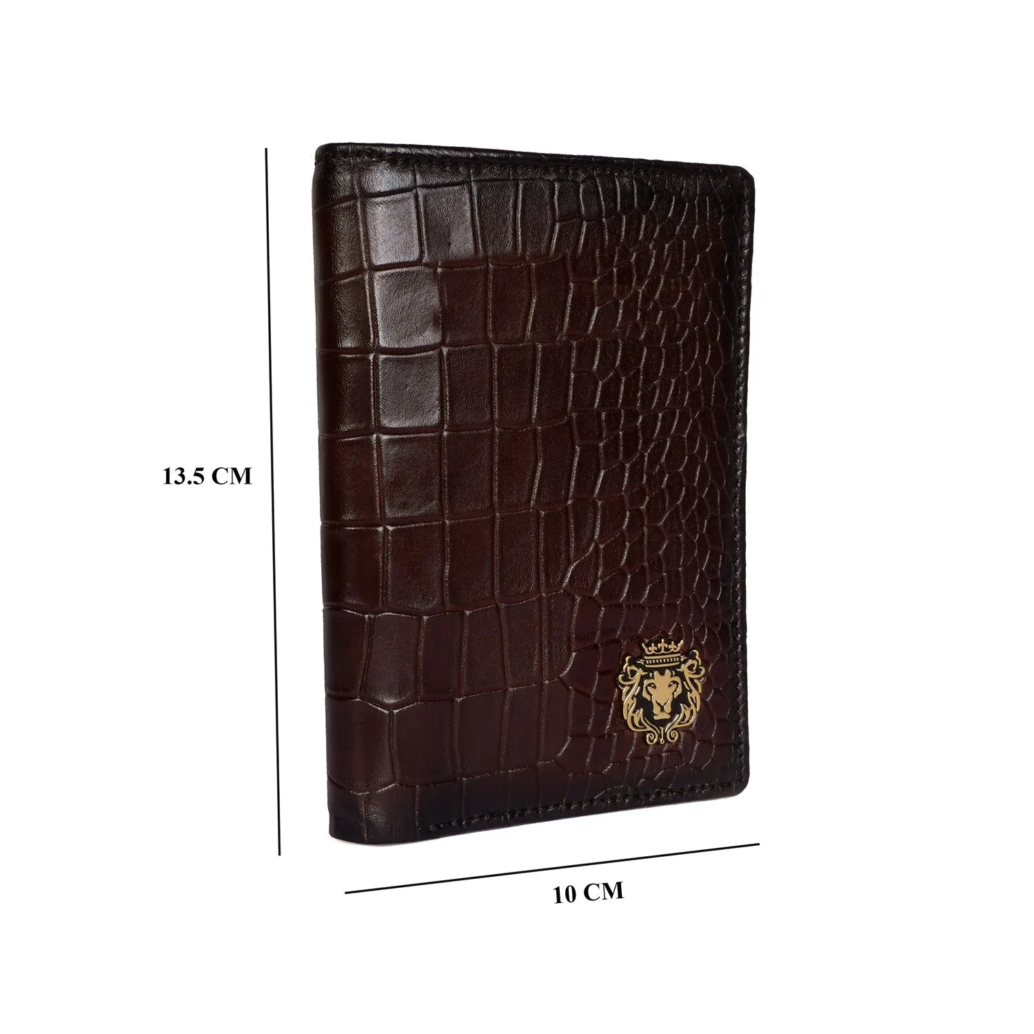 Bi-Fold Dark Brown Passport Holder in Deep Cut Leather