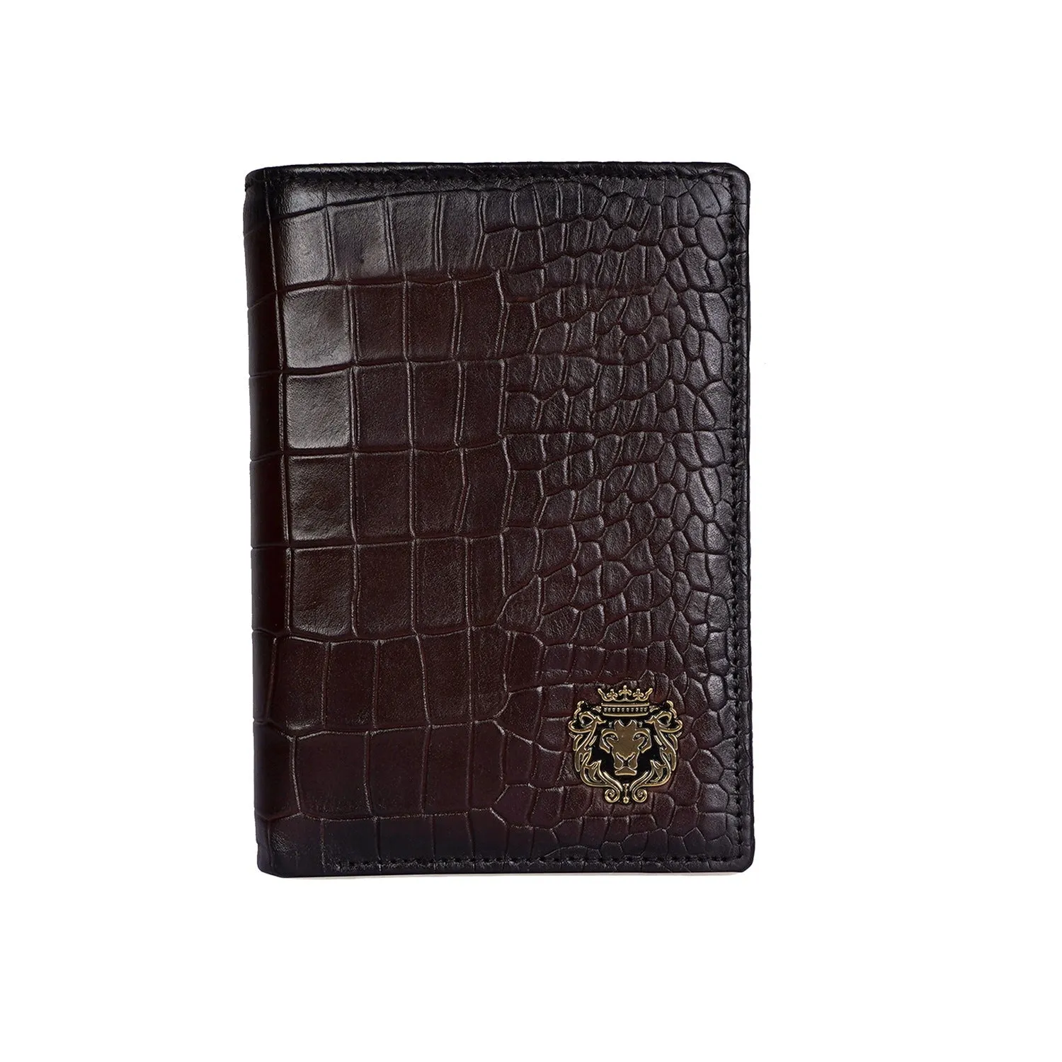 Bi-Fold Dark Brown Passport Holder in Deep Cut Leather