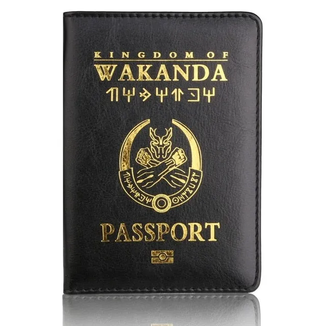 Black Panther Wakanda Forever ASGARD Leather Passport Holder Case with Multi Card and Ticket Slots