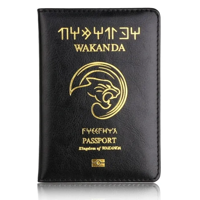 Black Panther Wakanda Forever ASGARD Leather Passport Holder Case with Multi Card and Ticket Slots