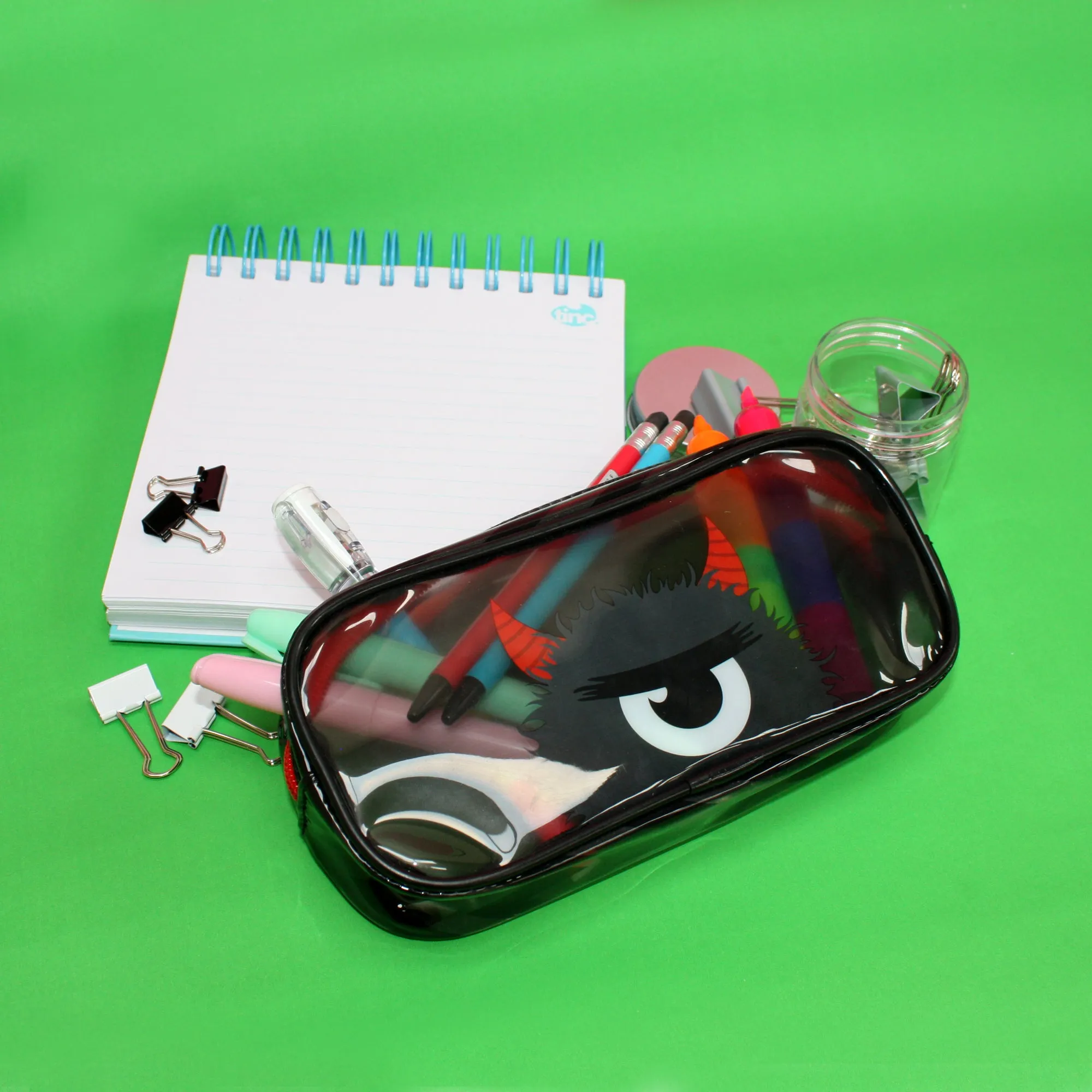 Black PVC Pencil Case & Cosmetic Bag