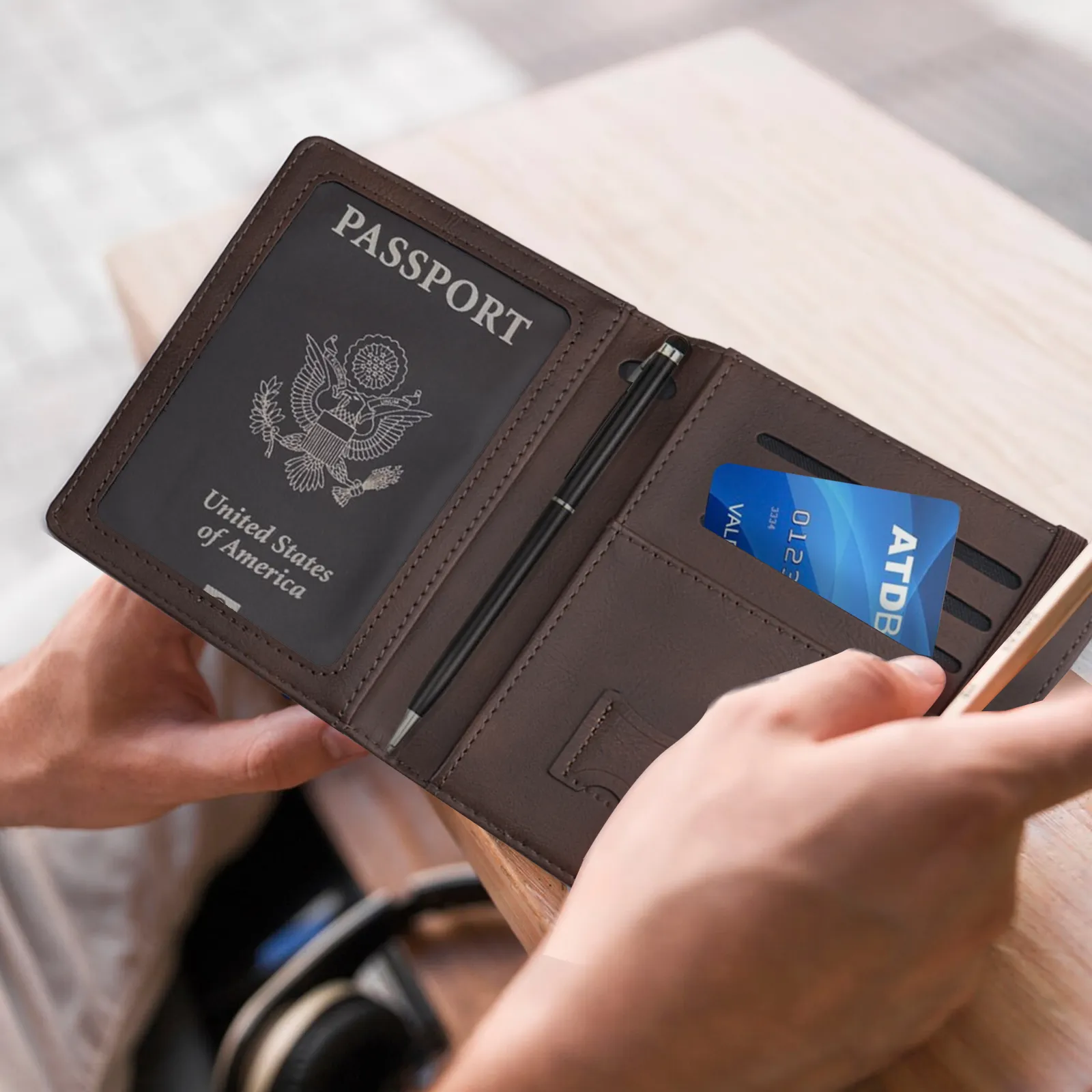 Black to Silver Laserable PU Patch Passport Holder