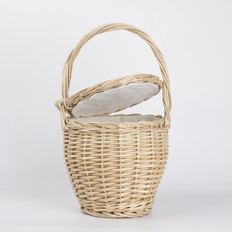 Bohemian Jane Birkin Style Wicker Straw Mini Basket Bag