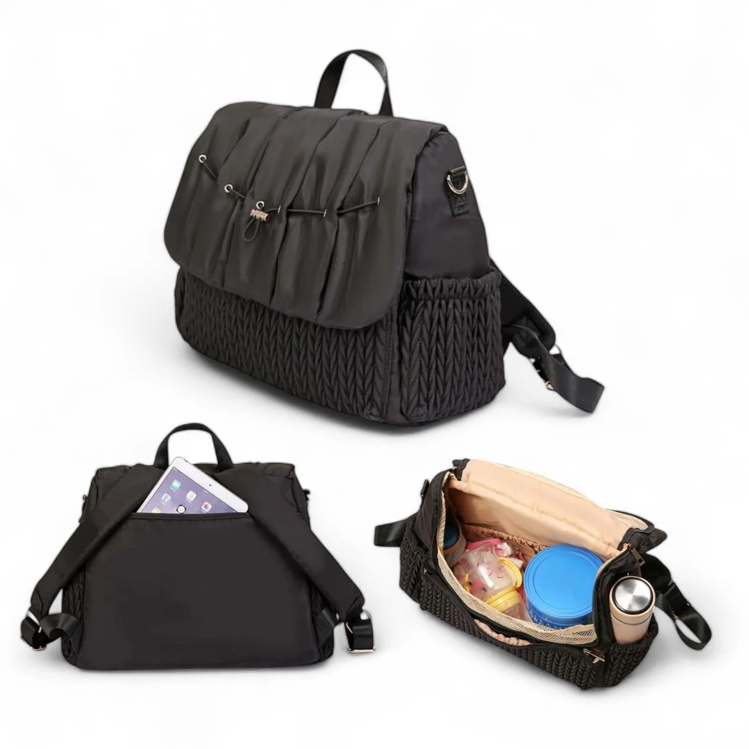 BOLSO HQ Detailed Elegant Large Capacity Multiway Diaper Bag with Changing Pad