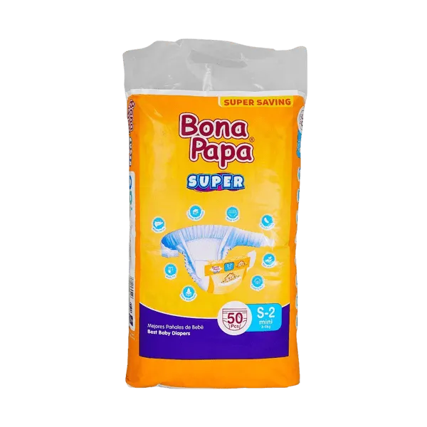 BONA PAPA SUPER BABY DIAPERS S-2 MINI 3-6 KG 50PCS