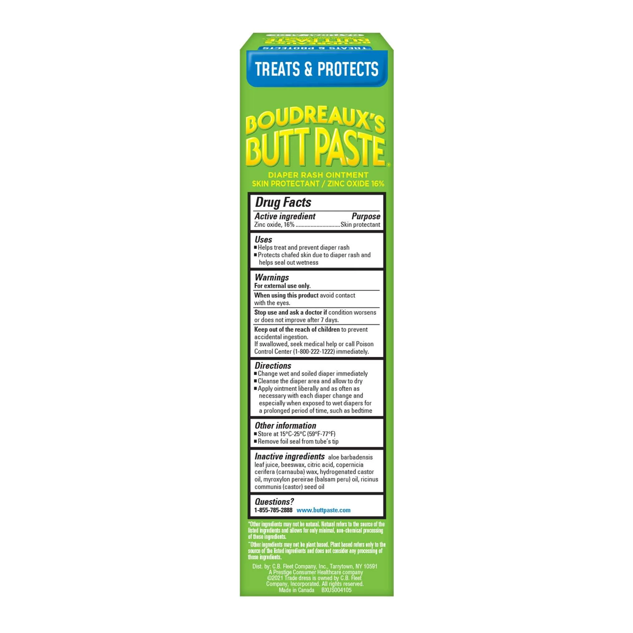 Boudreaux's Butt Paste With Natural Aloe Diaper Rash Cream