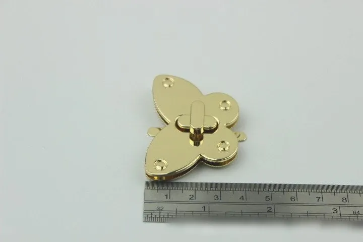 Butterfly Twist Turn Lock Bag Hardware Gold Silver Gunmetal Bronze 1/10 pcs Handmade Purse Handbag Making Metal 52 37 mm 2 1 1/2" Supplies