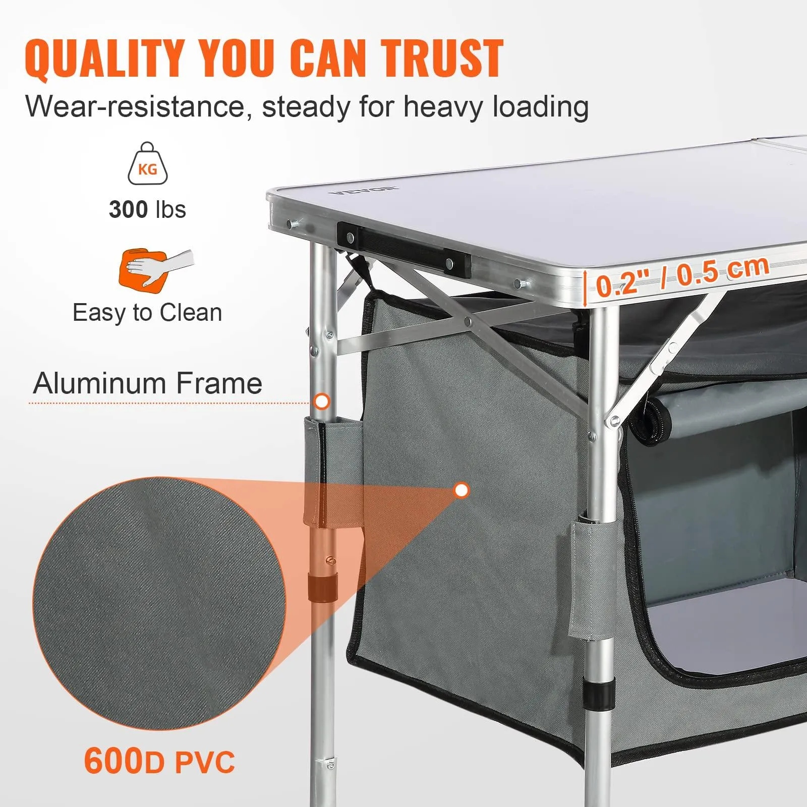 Camping Kitchen Table, Quick Set-up Folding Camping Table.