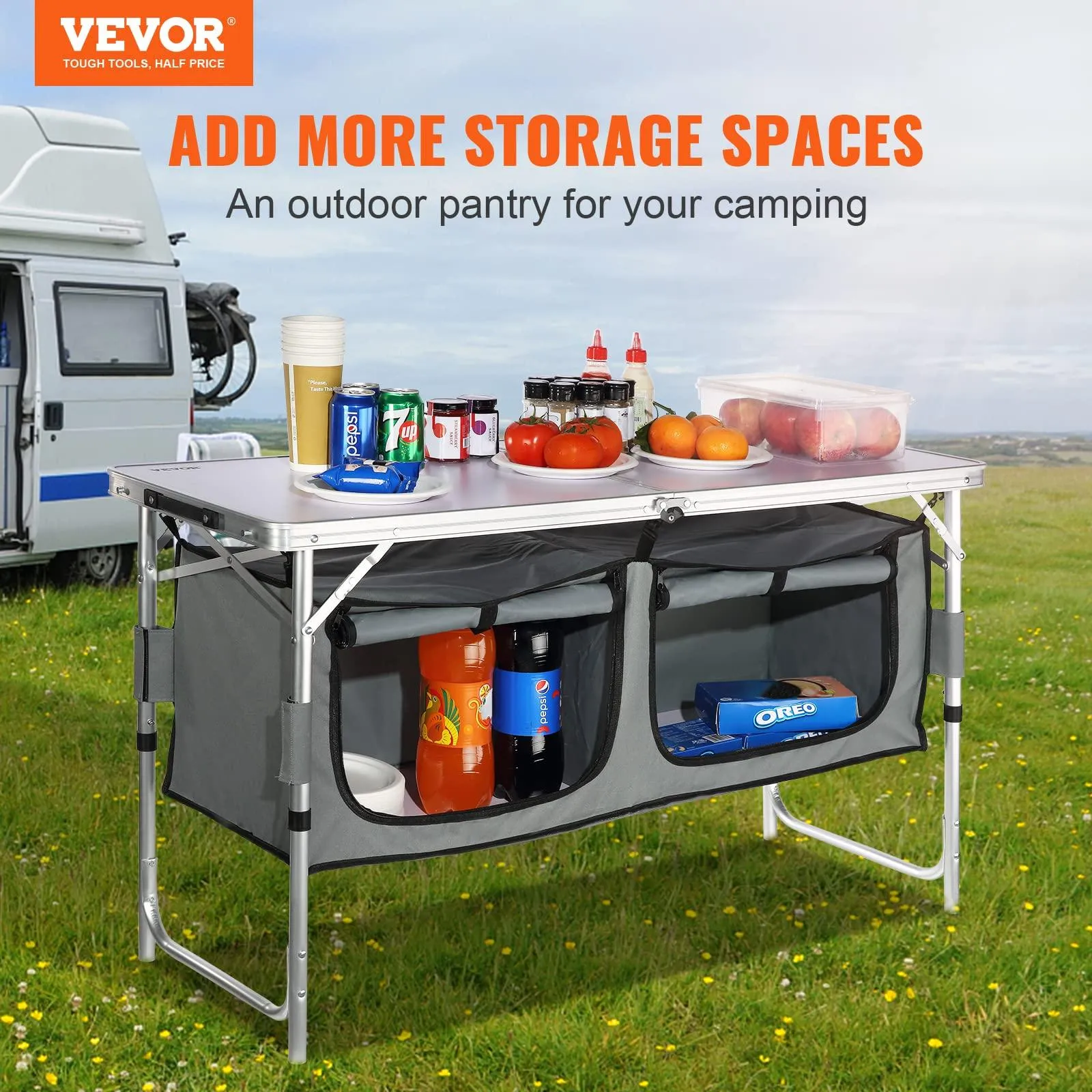 Camping Kitchen Table, Quick Set-up Folding Camping Table.