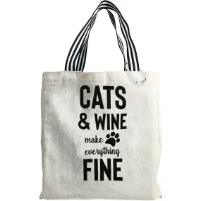 Cats & Wine 100% Cotton Twill Gift Bag