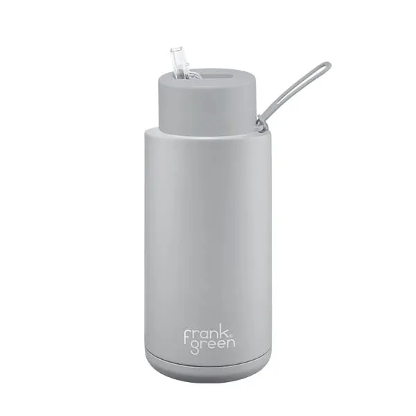 Ceramic Reusable Bottle   Straw Lid (1L) - Harbor Mist