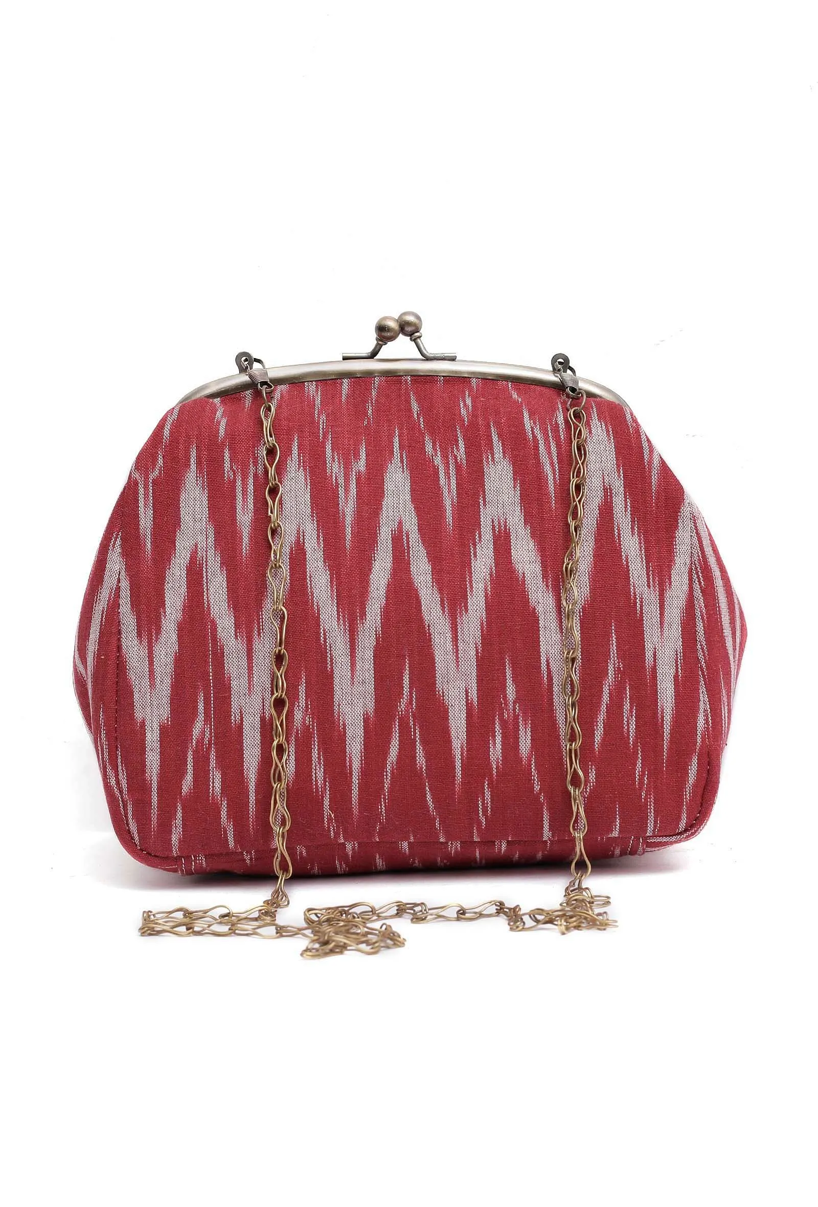 Cherry Red Ikat Clutch Bag