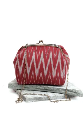 Cherry Red Ikat Clutch Bag