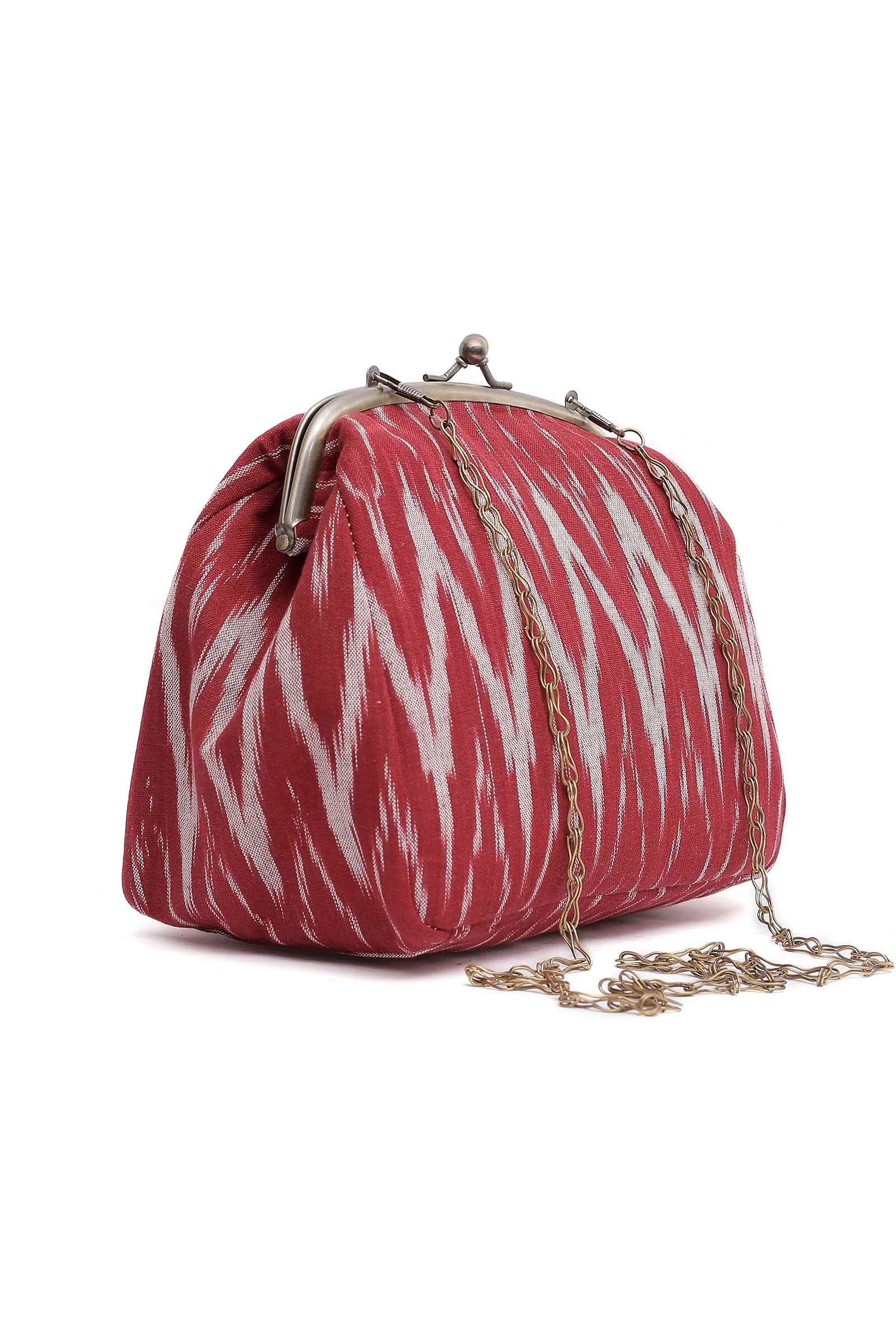 Cherry Red Ikat Clutch Bag