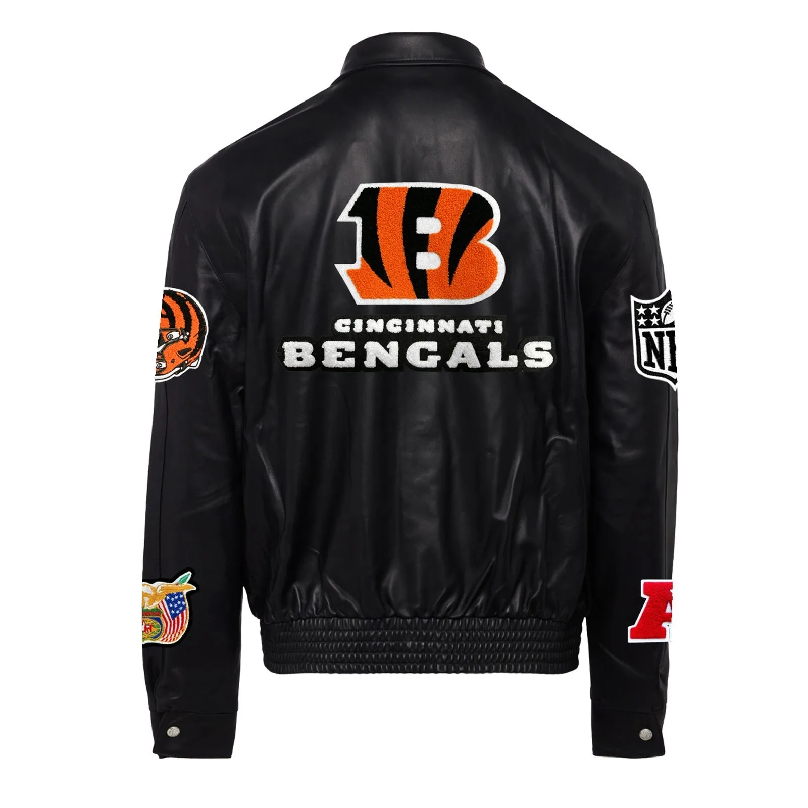 CINCINNATI BENGALS FULL LEATHER JACKET Black